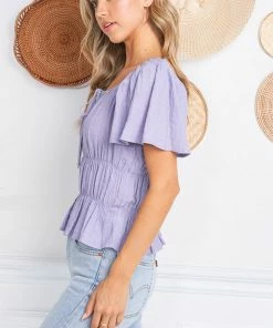 MADE WITH LOVE TOPS Charlene Ruched Blouse Top