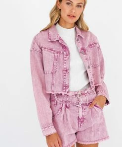 LE LIS MATCHING SETS Lizzie Acid Wash Paper Bag Shorts