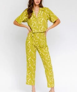 LE LIS Exposition Linen Abstract Crop Top MATCHING SETS