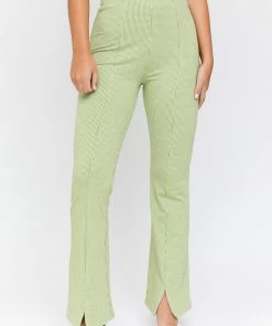 LE LIS Wait Up Knit Gingham Slit Front Pants 24 LE LIS Wait Up Knit Gingham Slit Front Pants