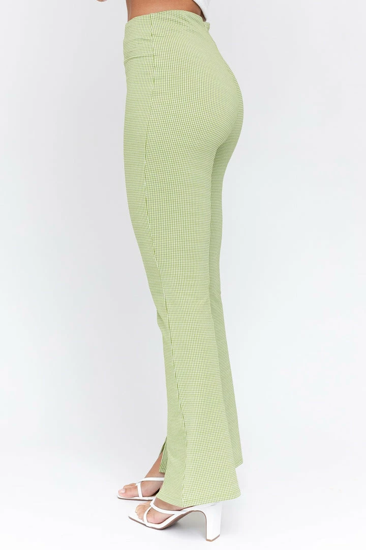 LE LIS Wait Up Knit Gingham Slit Front Pants 11 LE LIS Wait Up Knit Gingham Slit Front Pants
