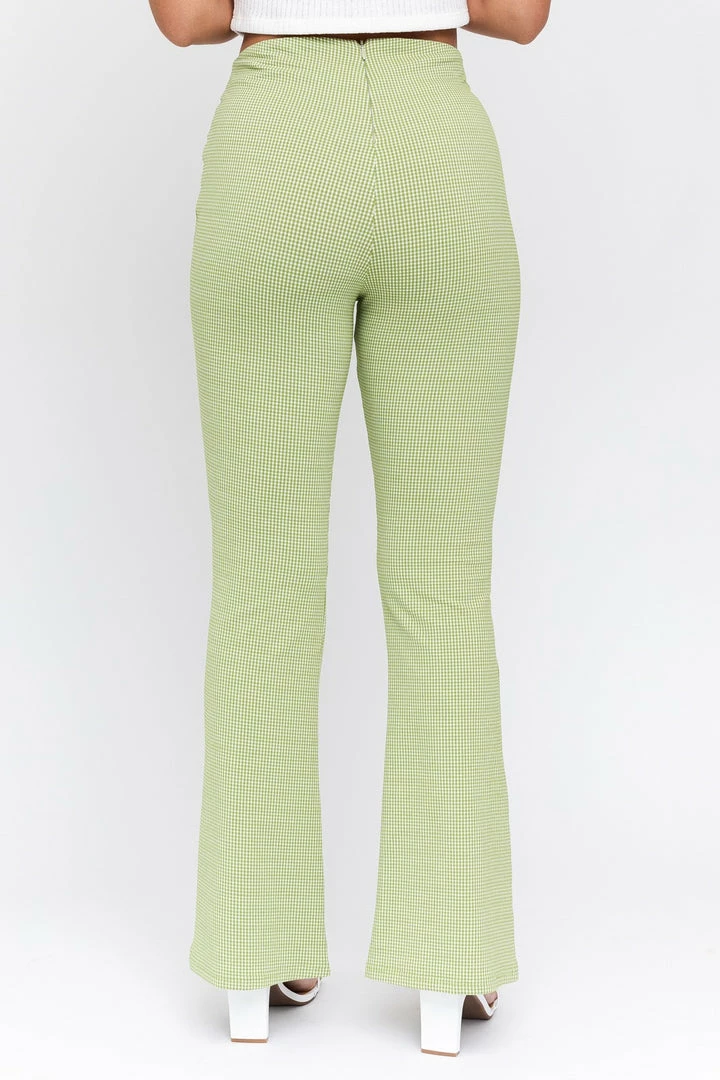 LE LIS Wait Up Knit Gingham Slit Front Pants 12 LE LIS Wait Up Knit Gingham Slit Front Pants