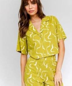 LE LIS Exposition Linen Abstract Crop Top MATCHING SETS