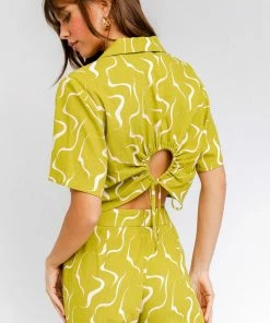 LE LIS Exposition Linen Abstract Crop Top MATCHING SETS