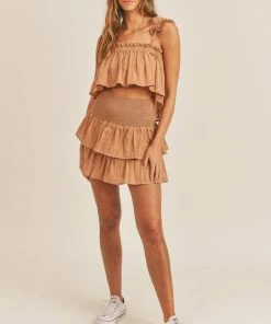 MABLE MATCHING SETS London Smocked Ruffle Mini Skirt