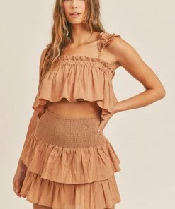 MABLE MATCHING SETS London Smocked Ruffle Mini Skirt