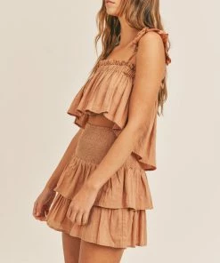 MABLE MATCHING SETS London Smocked Ruffle Mini Skirt