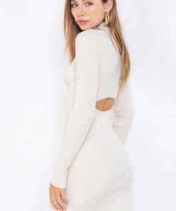 LE LIS Reid Ribbed Cut Out Sweater Dress