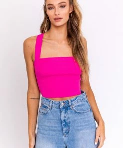 LE LIS BEST SELLERS Tina Tie Back Crop Top - Hot Pink