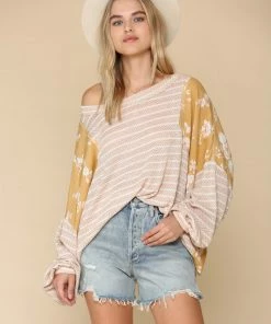BT MADE IN THE USA Alexa Contrast Thermal Knit Top