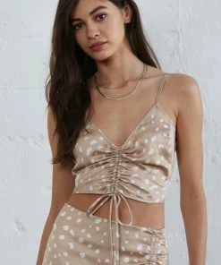 BT ANIMAL PRINT Carabelle Satin Ruched Crop Top