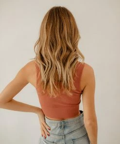 BT TOPS Jolie Ribbed Seamless Crop Top - Chestnut