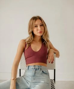 BT Jolie Ribbed Seamless Crop Top - Dark Mauve 22 BT Jolie Ribbed Seamless Crop Top - Dark Mauve