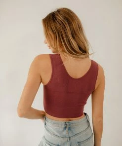 BT Jolie Ribbed Seamless Crop Top - Dark Mauve 25 BT Jolie Ribbed Seamless Crop Top - Dark Mauve
