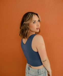 BT Jolie Ribbed Seamless Crop Top - Marine