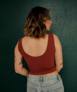 BT Izzy Ribbed Crop Tank - Burgundy