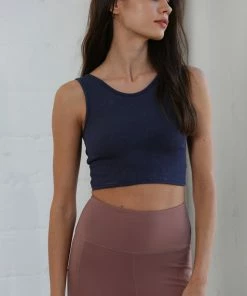 BT TOPS Tori Reversible Twist Crop Top - Midnight