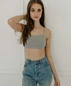 BT Halo Ribbed Seamless Bralette - Pewter