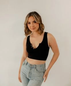 BT Olivia Henley Seamless Crop Tank - Black TANKS + CAMIS
