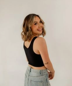 BT Olivia Henley Seamless Crop Tank - Black TANKS + CAMIS