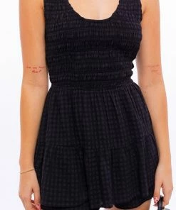 LE LIS Leon Smocked Flared Romper ROMPERS + JUMPSUITS