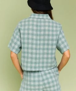 LE LIS MATCHING SETS Ryan Checkered Button Down Top