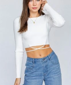 LE LIS Kiki Long Sleeve Knit Crop Top TOPS