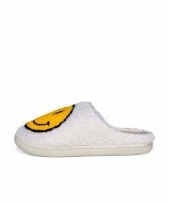 MELODY ACCESSORIES Smiley Face Plush Slippers - Ivory 13 MELODY ACCESSORIES Smiley Face Plush Slippers - Ivory