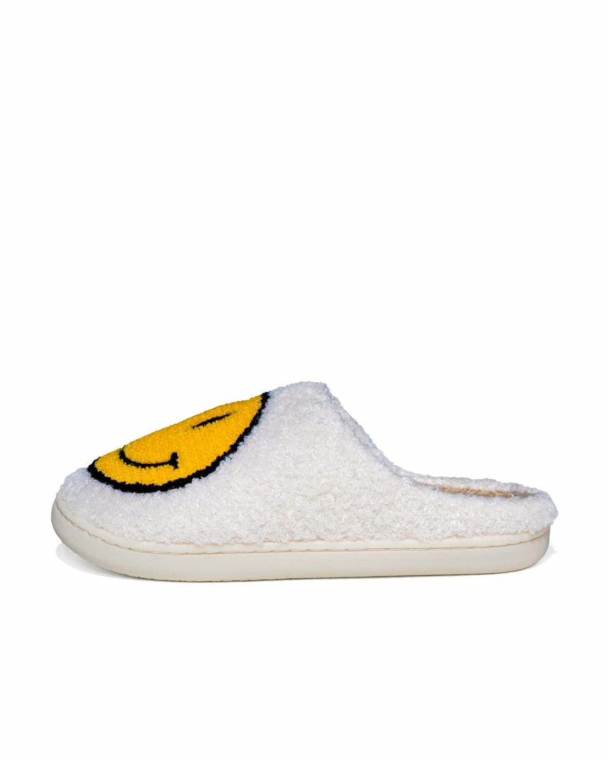 MELODY ACCESSORIES Smiley Face Plush Slippers - Ivory 8 MELODY ACCESSORIES Smiley Face Plush Slippers - Ivory