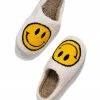 MELODY ACCESSORIES Smiley Face Plush Slippers - Ivory