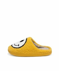 MELODY ACCESSORIES Smiley Face Plush Slippers - Yellow