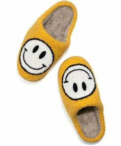 MELODY ACCESSORIES Smiley Face Plush Slippers - Yellow