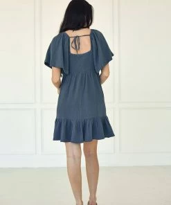 WL Nolani Pocketed Smocked Mini Dress - Navy