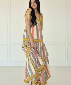 BT BUMP FRIENDLY Merry Meadow Striped Tiered Maxi Dress