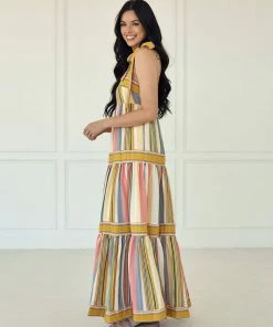 BT BUMP FRIENDLY Merry Meadow Striped Tiered Maxi Dress