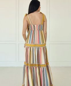 BT BUMP FRIENDLY Merry Meadow Striped Tiered Maxi Dress