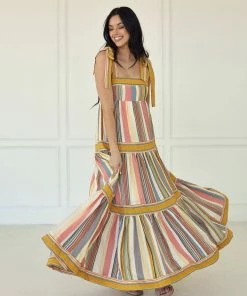 BT BUMP FRIENDLY Merry Meadow Striped Tiered Maxi Dress