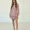 BT Shine On Pleated Ruffle Mini Dress - Blush