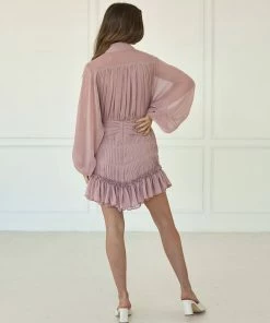 BT Shine On Pleated Ruffle Mini Dress - Blush