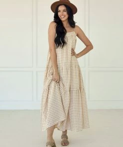 BT Baker Cotton Gingham Tiered Maxi Dress