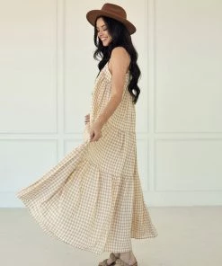 BT Baker Cotton Gingham Tiered Maxi Dress