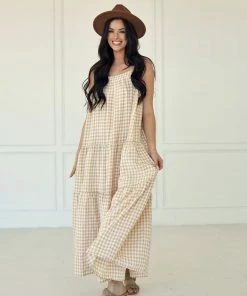 BT Baker Cotton Gingham Tiered Maxi Dress