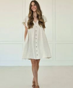 WL BUMP FRIENDLY Rosemont Linen Blend Button Down Dress
