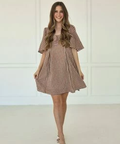 BT Bayview Cotton Gingham Babydoll Dress BUMP FRIENDLY