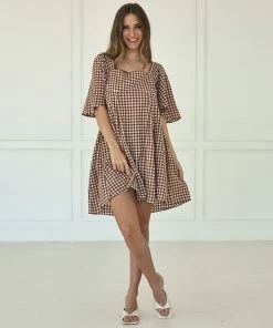 BT Bayview Cotton Gingham Babydoll Dress BUMP FRIENDLY