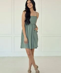 WL Time Will Tell Smocked Pocketed Dress BUMP FRIENDLY