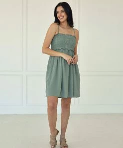WL Time Will Tell Smocked Pocketed Dress BUMP FRIENDLY