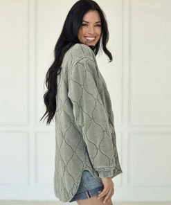 BT OUTERWEAR Charli Stone Washed Quilted Jacket - Olive