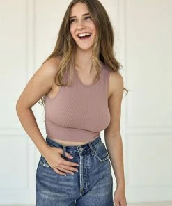 WL Sculpt Ribbed Padded Tank Top - Mauve