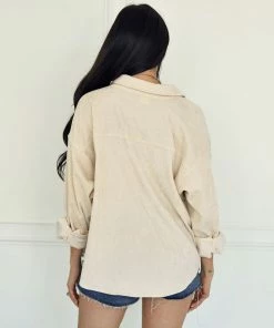 WL TOPS Cayla Corduroy Button Down Pocket Top - Sand 15 WL TOPS Cayla Corduroy Button Down Pocket Top - Sand